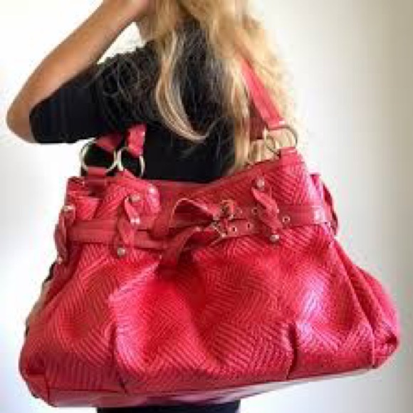 Francesco Biasia coral red Fran woven leather bag